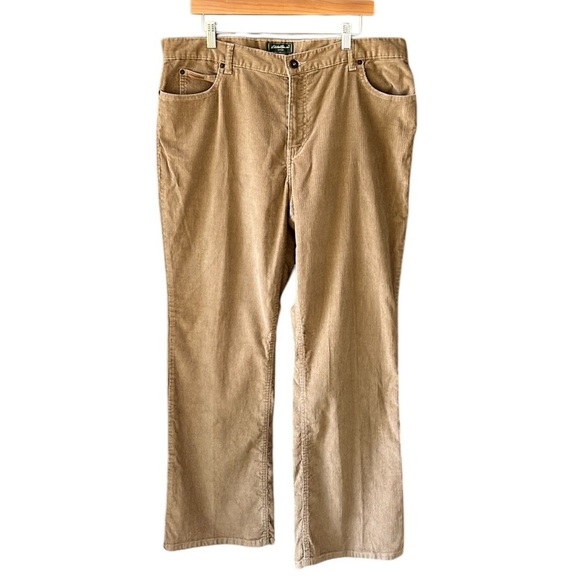 Eddie Bauer Tan Sz18 Women’s Straight Leg Essential Corduroy Pants Closet Staple - Picture 1 of 7